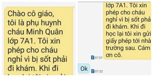 Phần trả lời tin nhắn của giáo viên với phụ huynh gây tranh cãi