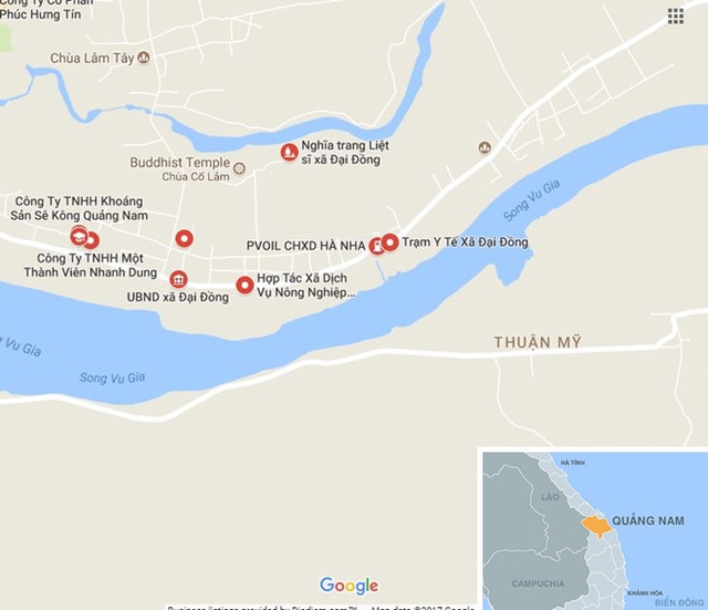 Xã Đại Đồng, huyện Đại Lộc (Quảng Nam), nơi xảy ra vụ nổ súng. Ảnh: Google Maps.