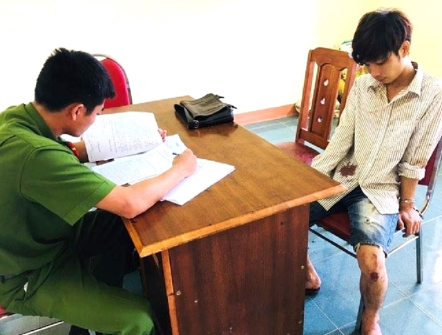 Đối tượng Kiên tại cơ quan điều tra