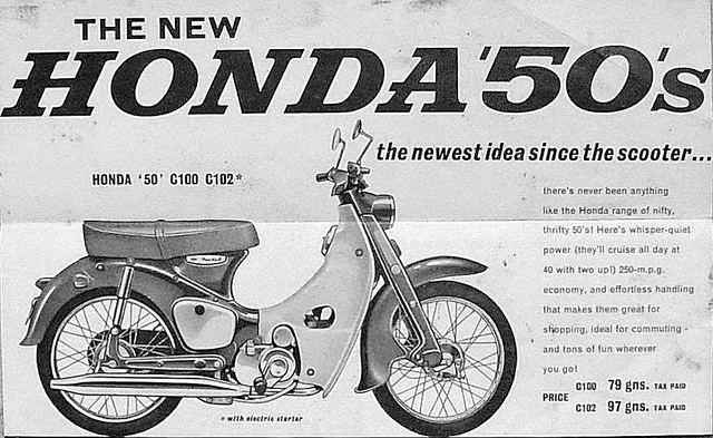 Ít người nhớ rằng, Super Cub được lấy ý tưởng từ những mẫu xe gắn máy châu Âu như Kreidler hay scooter Lambretta. Sau đó, 2 nhà sáng lập Honda là Soichiro Honda và Takeo Fujisawa bắt đầu xây dựng ý tưởng sản xuất ra mẫu xe gắn máy êm ái, phù hợp với tất cả mọi người, tiết kiệm chi phí sửa chữa.