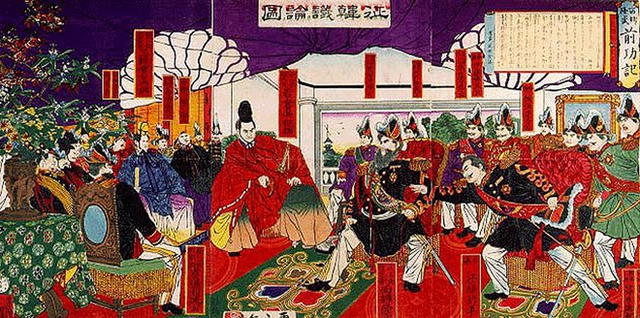 Tranh thời Thiên hoàng Minh Trị có tên Chinh Hàn Luận được vẽ năm 1877. (Nguồn: History.com)