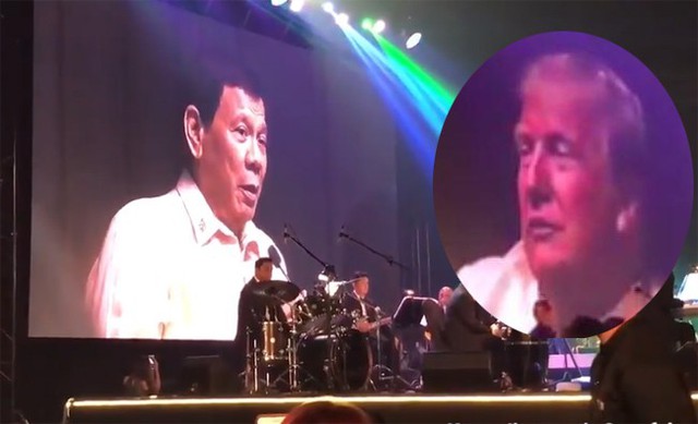 Trong khi Tổng thống Philippines h&aacute;t, Tổng thống Mỹ chăm ch&uacute; lắng nghe.