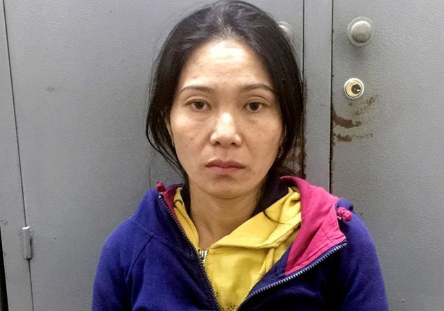 Nguyễn Thị Trinh tại cơ quan công an. Ảnh: An Bình.