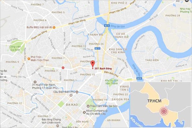 Vị trí gần nơi xảy ra vụ hỏa hoạn. Ảnh: Google Maps.