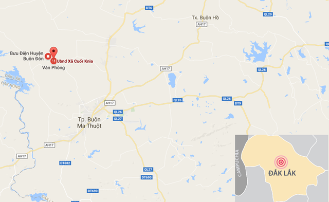 Xã Cuôr Knia nơi xảy ra sự việc. Ảnh: Google Maps.