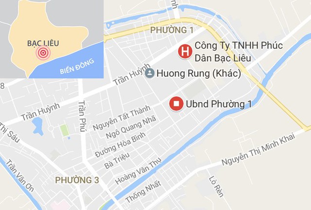 Vụ việc xảy ra ở phường 1, TP Bạc Liêu. Ảnh: Google Maps.