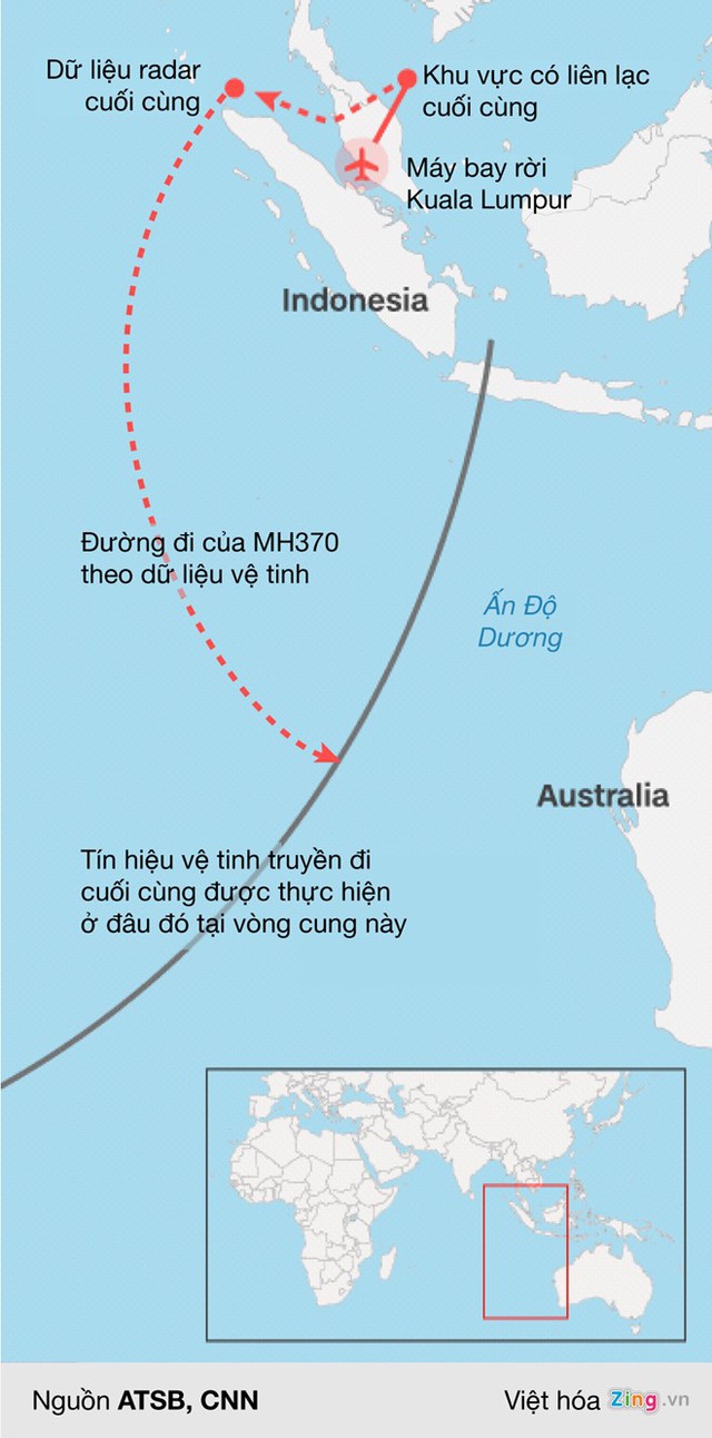 
Vị trí trước khi mất tích của MH370. Đồ họa: CNN. Việt hóa: Hiền Đức.
