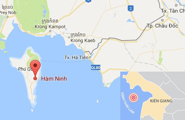 
X&atilde; H&agrave;m Ninh của huyện đảo Ph&uacute; Quốc. Ảnh: Google Maps.

