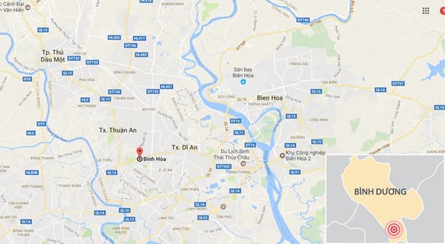 
Vụ việc xảy ra tại phường Bình Hòa, thị xã Thuận An, Bình Dương. Ảnh: Google Maps.
