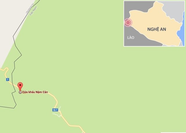 
Cửa khẩu quốc tế Nậm Cắn, nơi nghi phạm Chò bị bắt giữ. Ảnh: Google maps.
