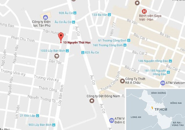 Vị tr&iacute; gần nơi xảy ra ch&aacute;y. Ảnh: Thi&ecirc;n Sơn.