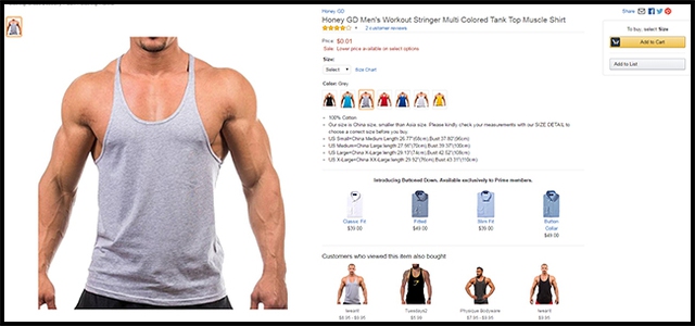 Chiếc áo ba lỗ người ta mặc được rao bán với giá 1 xu trên Amazon.