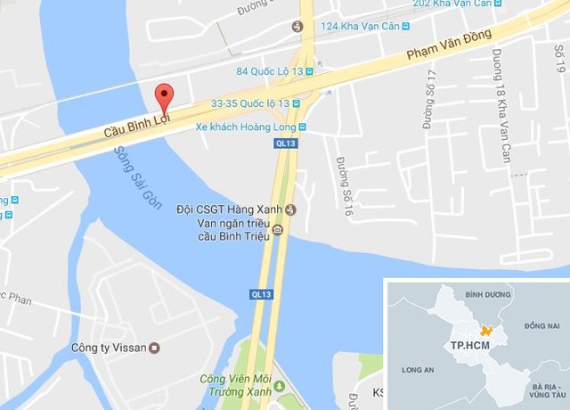 Vị tr&iacute; gần nơi ph&aacute;t hiện thi thể người đ&agrave;n &ocirc;ng. Ảnh: Google Maps.
