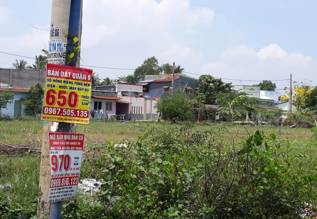 Khu vực đường Lã Xuân Oai chi chít các biển báo rao bán đất nền. Ảnh: Thái Nguyễn.