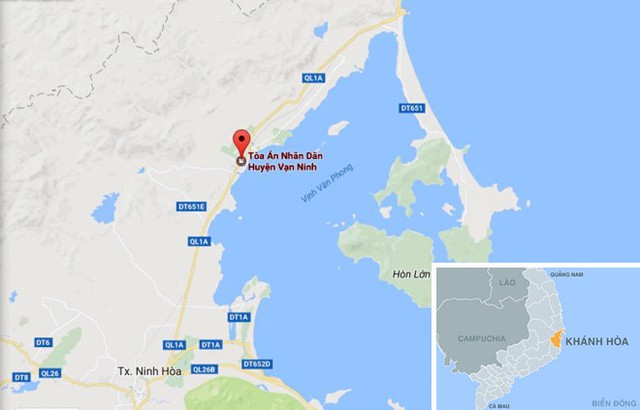 
TAND huyện Vạn Ninh nơi x&eacute;t xử vụ &aacute;n. Ảnh: Google Maps.
