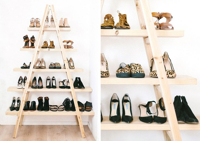 2. Vô cùng dễ dàng để bạn tự tay tạo ra một không gian lưu trữ giày dép hình thang như thế này.