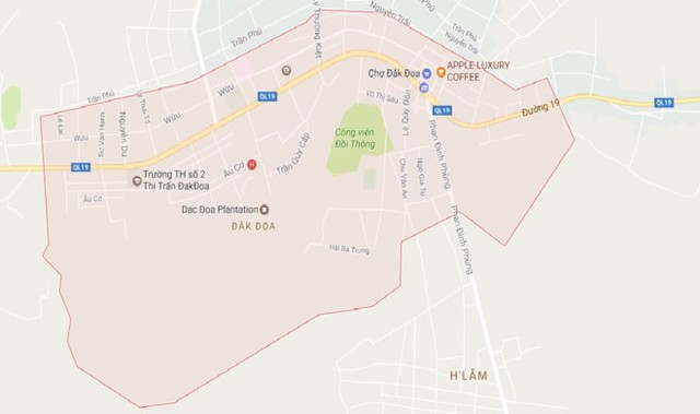 Vụ tai nạn xảy ra tại địa phận huyện Đăk Đoa. Ảnh: Google Maps.