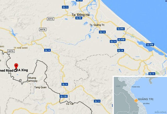 
X&atilde; A Xing (dấu đỏ), huyện Hướng H&oacute;a, nơi xảy ra vụ &aacute;n. Ảnh: Google Maps.
