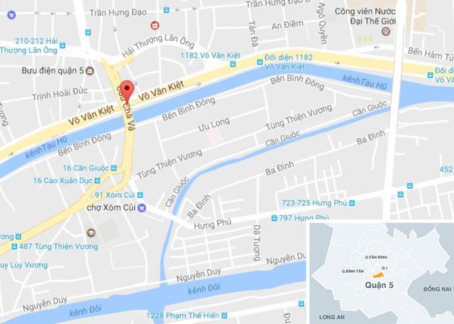 
Vị tr&iacute; gần nơi xảy ra vụ &aacute;n mạng. Ảnh: Google Maps.
