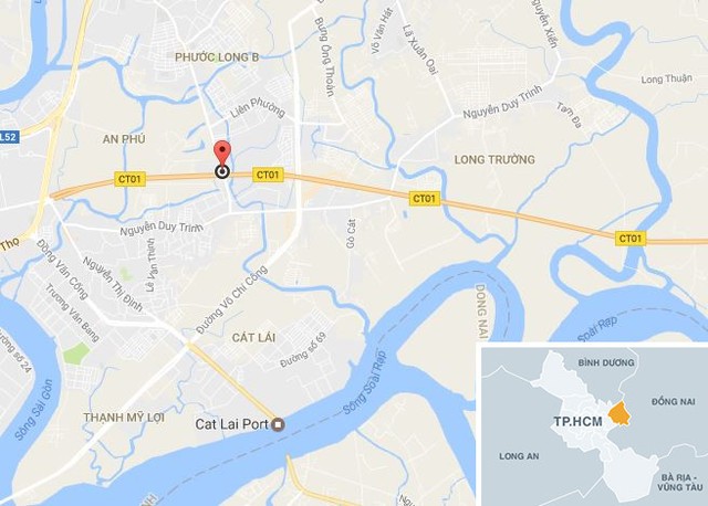 Vị trí gần nơi bé Hoàng bị đuối nước. Ảnh: Google Maps.