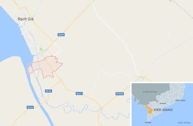 
Phóng to Xã Vĩnh Hòa Hiệp (màu đỏ) ở Kiên Giang. Ảnh: Google Maps.
