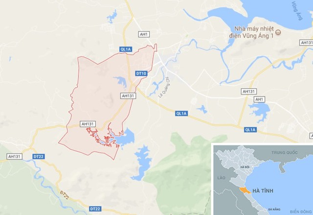 
xã Kỳ Tân, huyện Kỳ Anh (Hà Tĩnh), nơi xảy ra vụ việc. Ảnh: Google Maps.
