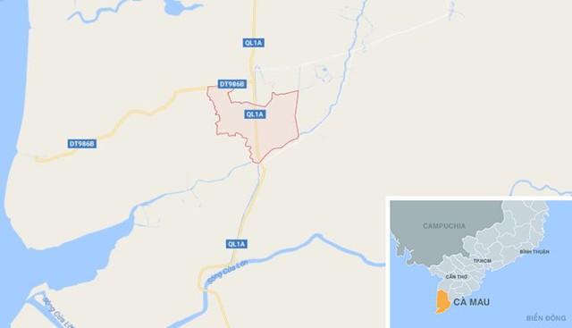 
X&atilde; Trần Thới (m&agrave;u đỏ) ở C&agrave; Mau. Ảnh: Google Maps.
