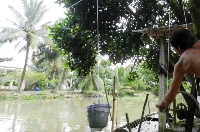 Mỗi ngày có hàng trăm lượt hàng của 6 tiệm tạp hóa vượt kênh Thống Nhất ở Hậu Giang như thế này. Ảnh: Tuấn Anh.