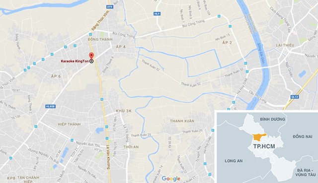 Quán karaoke xảy ra ẩu đả nằm ở huyện Hóc Môn. Ảnh: Google Maps.