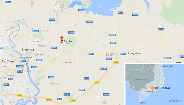 
Vụ việc xảy ra tại xã Bắc Sơn, huyện Trảng Bom, Đồng Nai. Ảnh: Google Maps.
