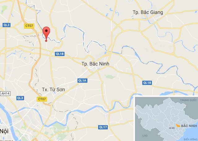 UBND xã Tam Giang (chấm đỏ). Ảnh: Google Maps.