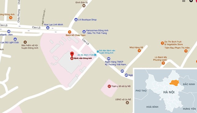 Chiếc xe chạy ngược chiều trước cổng Bệnh viện đa khoa Đ&ocirc;ng Anh. Ảnh: Google Maps.