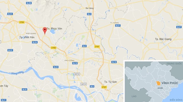 Xã Bá Hiến (chấm đỏ) nơi xảy ra vụ việc. Ảnh: Google Maps.