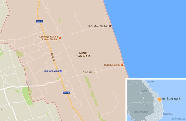 
Bãi biển Minh Tân Nam, nơi ông Kiệt tắm biển mất tích. Ảnh: Google Maps.
