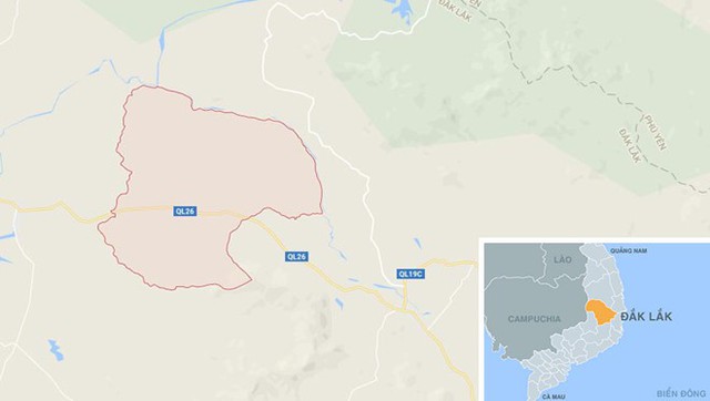 
Xã Krông Jing nơi phát hiện thi thể bà Phúc. Ảnh: Google Maps.
