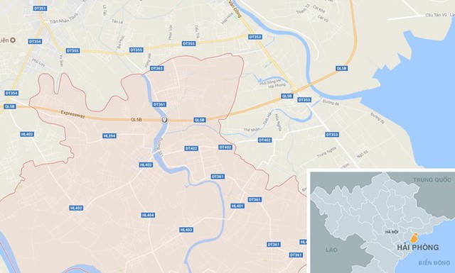 Cầu Đa Độ (chấm đỏ) nơi quán ăn xây dựng trái phép. Ảnh: Google Maps.