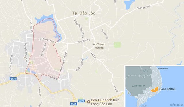 
Phường 1, TP Bảo Lộc nơi xảy ra vụ việc. Ảnh: Google Maps.
