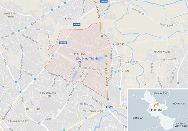 
 Trường mầm non tư thục Mầm Xanh nằm ở đường HT05, phường Hiệp Thành, quận 12, TP.HCM, nơi xảy ra vụ hành hạ trẻ em. Ảnh: Google Maps
