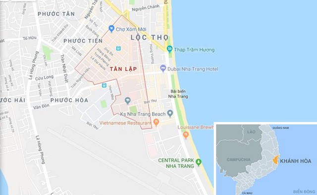 Phường Tân Lập (TP Nha Trang), nơi xảy ra sự việc. Ảnh: Google Maps.