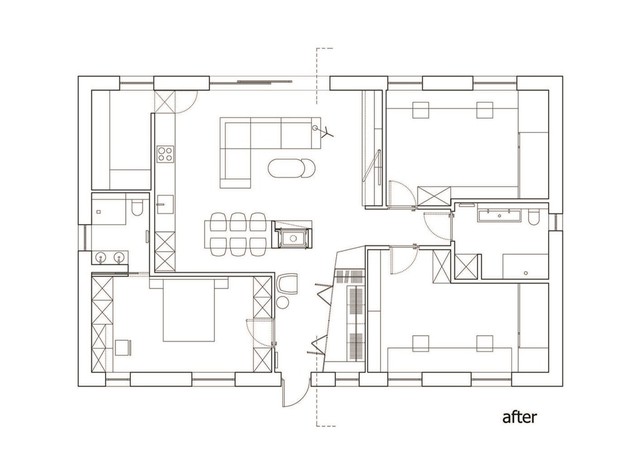 Mặt bằng căn hộ 134 m2.