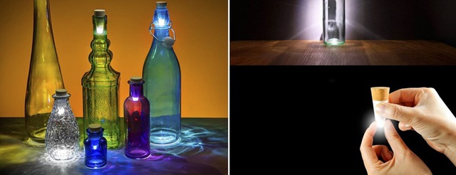12. Mua loại đèn pin nắp chai để lắp đặt vào từng chai thủy tinh cũng là cách thú vị giúp phản chiếu ánh sáng đặc biệt cho chai thủy tinh