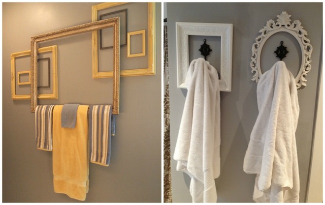 Điều đó cho thấy, bạn hoàn toàn có thể sử dụng khung hình để móc khăn, áo choàng ngay trong nhà tắm của gia đình.