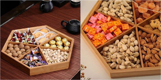 Khay mứt bằng gỗ với vẻ đẹp giản dị, thanh b&igrave;nh.