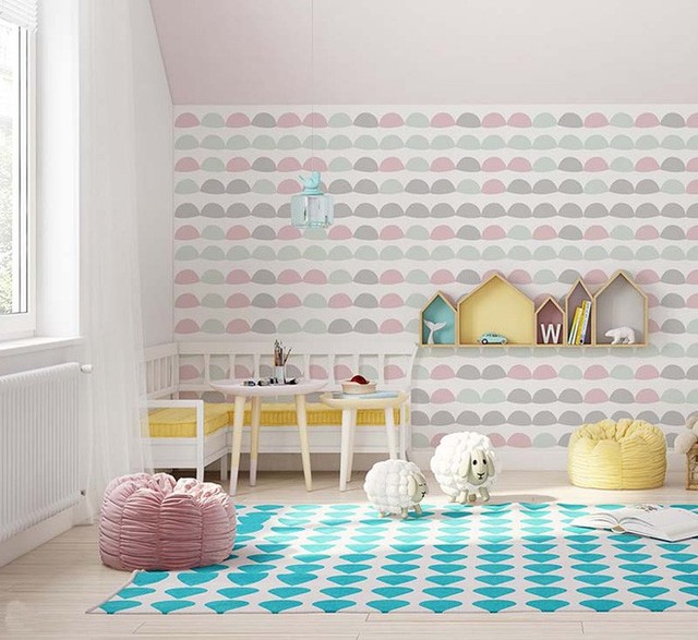 Sử dụng giấy dán tường chính là một lựa chọn vô cùng thích hợp cho phòng ngủ của trẻ ưa hoạt động, thích tô vẽ.