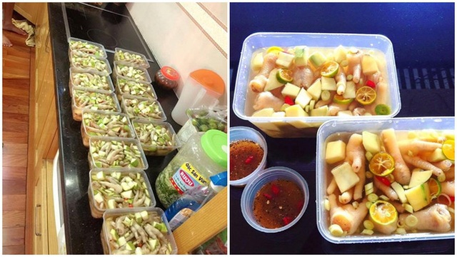 Rồi cả m&oacute;n kho&aacute;i khẩu y&ecirc;u th&iacute;ch của c&aacute;c n&agrave;ng: ch&acirc;n g&agrave; ng&acirc;m sả ớt, xo&agrave;i dầm muối chua