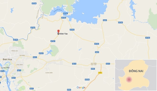Tai nạn xảy ra trên đường ĐT 767, thuộc xã Vĩnh Tân, huyện Vĩnh Cửu, Đồng Nai. Ảnh: Google Maps.