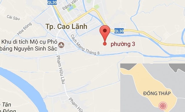 Vụ việc xảy ra ở phường 3, TP Cao Lãnh. Ảnh: Google Maps.