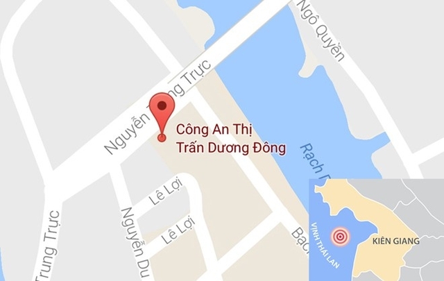 Cần Nguyễn Trung Trực cạnh Công an thị trấn Dương Đông. Ảnh: Google Maps.