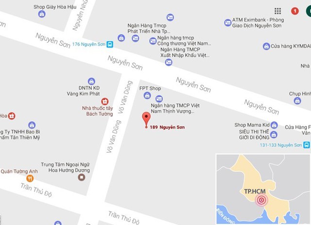 
Dấu chấm đỏ, nơi xảy ra vụ trộm điện thoại. Ảnh: Google Maps.

