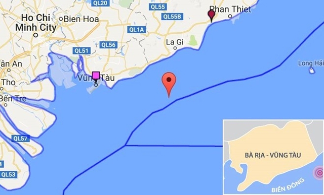 Vị trí tàu Hải Thành 26 BLC gặp nạn. Ảnh: Google Maps.